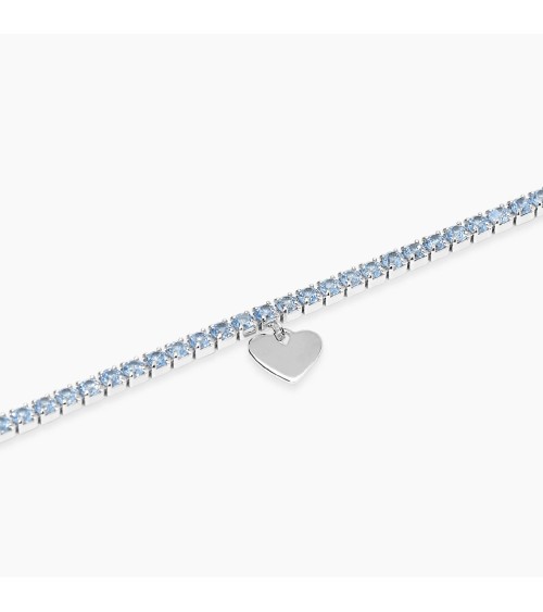 Pulsera Tennis de Plata con Aguamarina Sintética y Corazón Mabina | Joyería Onix Lugo