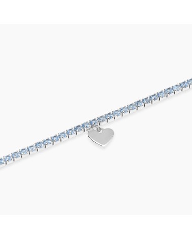 Pulsera Tennis de Plata con Aguamarina Sintética y Corazón Mabina | Joyería Onix Lugo