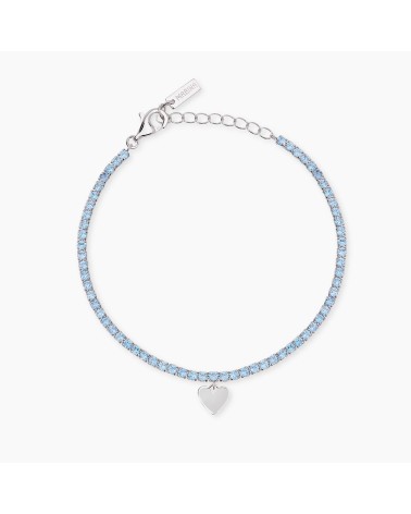 Pulsera Tennis de Plata con Aguamarina Sintética y Corazón Mabina | Joyería Onix Lugo