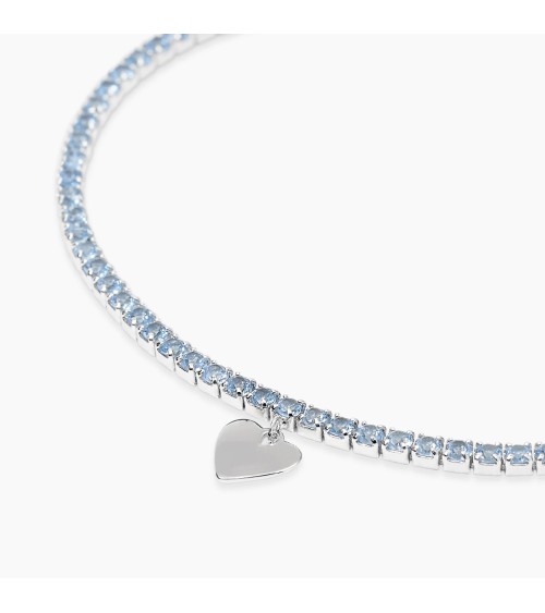 Pulsera Tennis de Plata con Aguamarina Sintética y Corazón Mabina | Joyería Onix Lugo