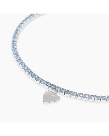 Pulsera Tennis de Plata con Aguamarina Sintética y Corazón Mabina | Joyería Onix Lugo