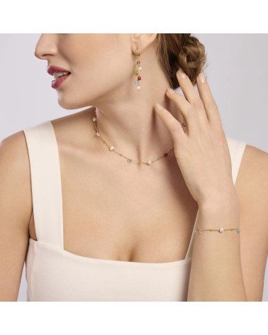 Gargantilla de Plata Bañada en Oro con Perlas Cultivadas y Cristales Multicolor Mabina | Joyería Onix Lugo