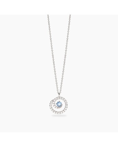 Gargantilla de Plata con Colgante Espiral y Aguamarina Sintética Mabina | Joyería Onix Lugo