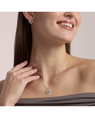 Gargantilla de Plata con Colgante Espiral y Aguamarina Sintética Mabina | Joyería Onix Lugo