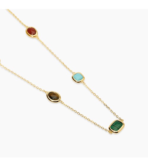 Gargantilla de Plata Bañada en Oro con Colgante Circular Multicolor Mabina | Joyería Onix Lugo