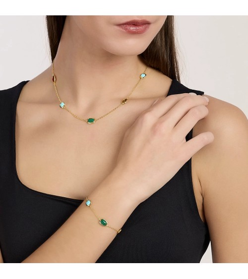 Gargantilla de Plata Bañada en Oro con Colgante Circular Multicolor Mabina | Joyería Onix Lugo