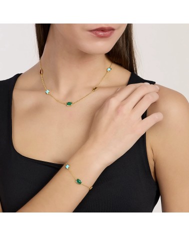 Gargantilla de Plata Bañada en Oro con Colgante Circular Multicolor Mabina | Joyería Onix Lugo