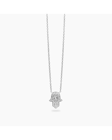 Gargantilla de Plata Mano de Fátima con Zirconitas Mabina | Joyería Onix Lugo