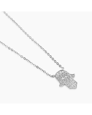 Gargantilla de Plata Mano de Fátima con Zirconitas Mabina | Joyería Onix Lugo