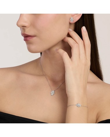 Gargantilla de Plata Mano de Fátima con Zirconitas Mabina | Joyería Onix Lugo