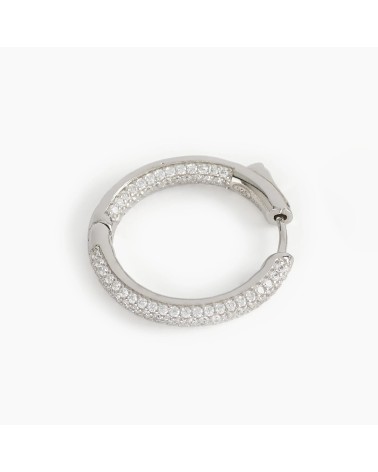 Pendientes de Aro Medianos de Plata con Pavé de Zirconitas Mabina | Joyería Onix Lugo