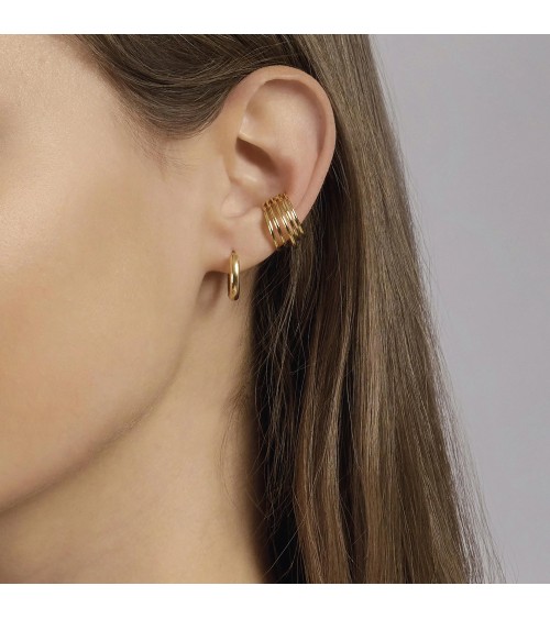 Pendiente Ear Cuff de Plata Dorada Triple Aro con Zirconitas Mabina | Joyería Onix Lugo