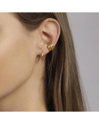 Pendiente Ear Cuff de Plata Dorada Triple Aro con Zirconitas Mabina | Joyería Onix Lugo