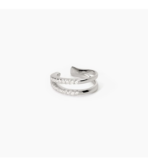 Pendiente Ear Cuff de Plata Doble Aro con Zirconitas Mabina | Joyería Onix Lugo