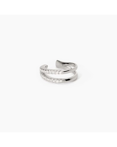 Pendiente Ear Cuff de Plata Doble Aro con Zirconitas Mabina | Joyería Onix Lugo