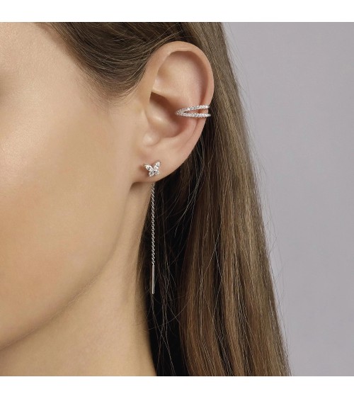 Pendiente Ear Cuff de Plata Doble Aro con Zirconitas Mabina | Joyería Onix Lugo