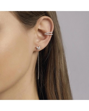 Pendiente Ear Cuff de Plata Doble Aro con Zirconitas Mabina | Joyería Onix Lugo