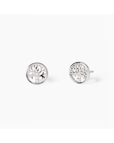 Pendientes de Botón en Plata Árbol de la Vida con Zirconitas Mabina | Joyería Onix Lugo