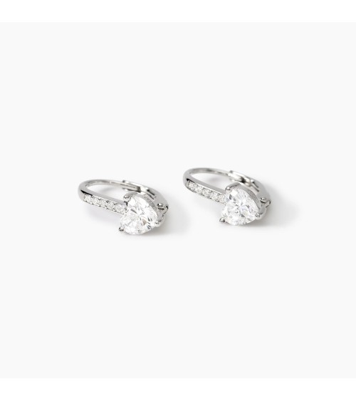 Pendientes de Plata Monachella con Zirconita de Corazón Mabina | Joyería Onix Lugo
