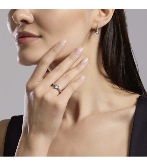 Pendientes de Plata Monachella con Zirconita de Corazón Mabina | Joyería Onix Lugo