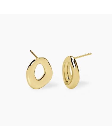 Pendientes de Plata Dorada con Diseño Ondulado y Zirconitas Mabina | Joyería Onix Lugo