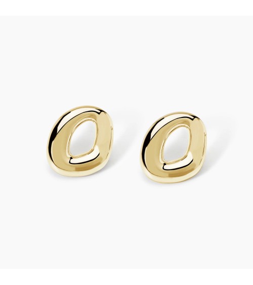 Pendientes de Plata Dorada con Diseño Ondulado y Zirconitas Mabina | Joyería Onix Lugo
