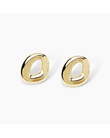 Pendientes de Plata Dorada con Diseño Ondulado y Zirconitas Mabina | Joyería Onix Lugo
