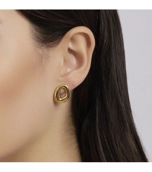 Pendientes de Plata Dorada con Diseño Ondulado y Zirconitas Mabina | Joyería Onix Lugo