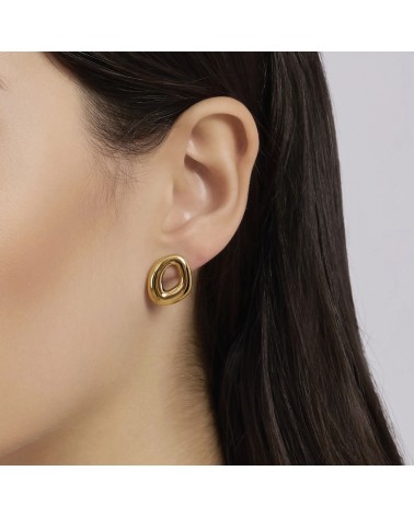 Pendientes de Plata Dorada con Diseño Ondulado y Zirconitas Mabina | Joyería Onix Lugo