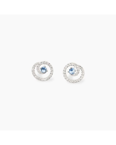 Pendientes de Plata Espiral con Aguamarina Sintética y Zirconitas Mabina | Joyería Onix Lugo