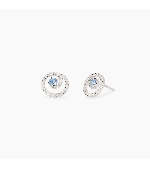 Pendientes de Plata Espiral con Aguamarina Sintética y Zirconitas Mabina | Joyería Onix Lugo