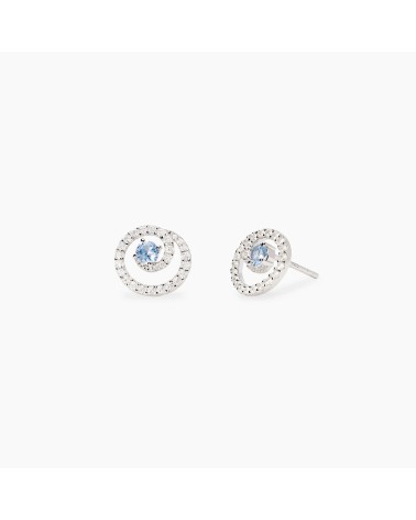 Pendientes de Plata Espiral con Aguamarina Sintética y Zirconitas Mabina | Joyería Onix Lugo