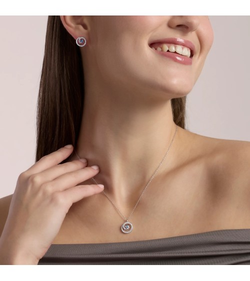 Pendientes de Plata Espiral con Aguamarina Sintética y Zirconitas Mabina | Joyería Onix Lugo