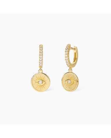 Pendientes de Aro de Plata Dorada con Ojo de la Suerte Mabina | Joyería Onix Lugo