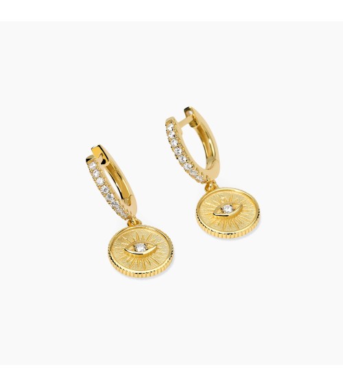 Pendientes de Aro de Plata Dorada con Ojo de la Suerte Mabina | Joyería Onix Lugo