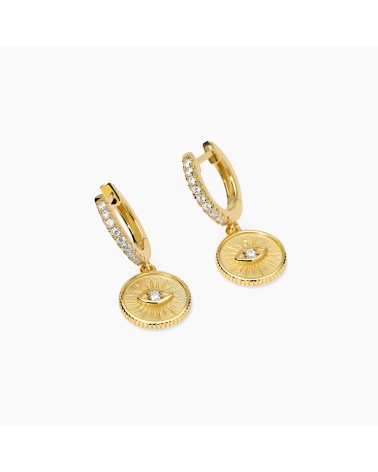 Pendientes de Aro de Plata Dorada con Ojo de la Suerte Mabina | Joyería Onix Lugo