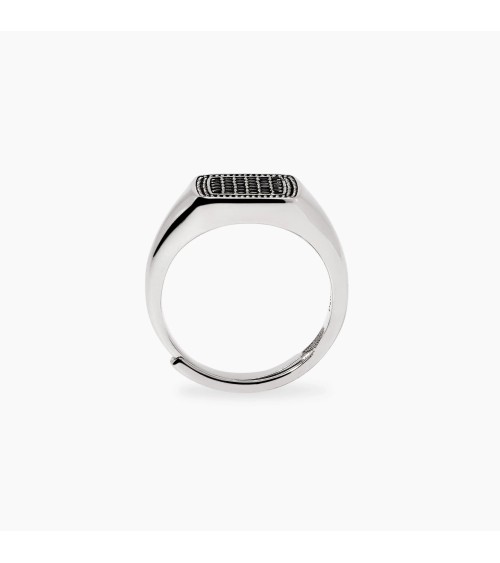 Anillo de Sello Chevalier de Plata con Pavé de Zirconitas Negras Mabina | Joyería Onix Lugo