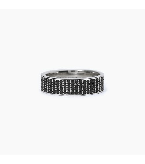 Anillo de Plata de Banda Ancha con Pavé de Zirconitas Mabina | Joyería Onix Lugo