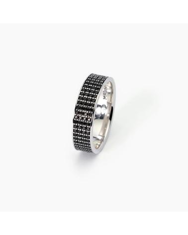 Anillo de Plata de Banda Ancha con Pavé de Zirconitas Mabina | Joyería Onix Lugo