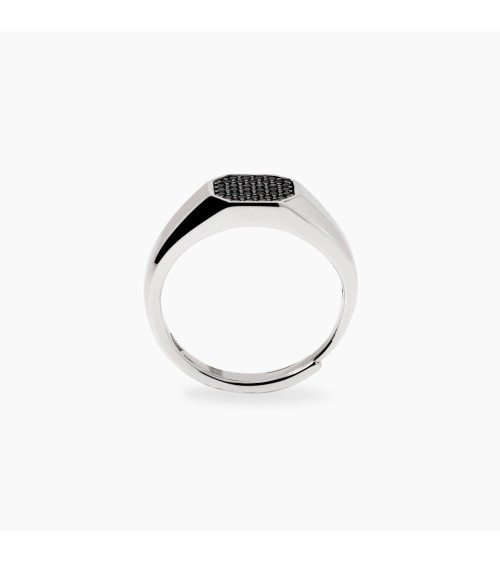 Anillo de Plata de Banda Ancha con Zirconitas Negras Mabina | Joyería Onix Lugo