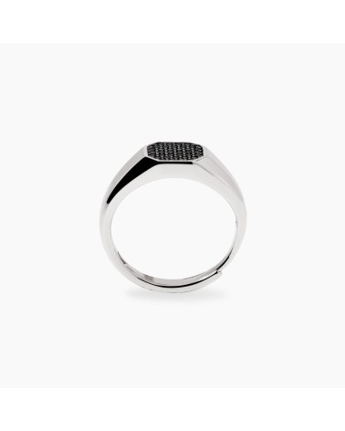 Anillo de Plata de Banda Ancha con Zirconitas Negras Mabina | Joyería Onix Lugo