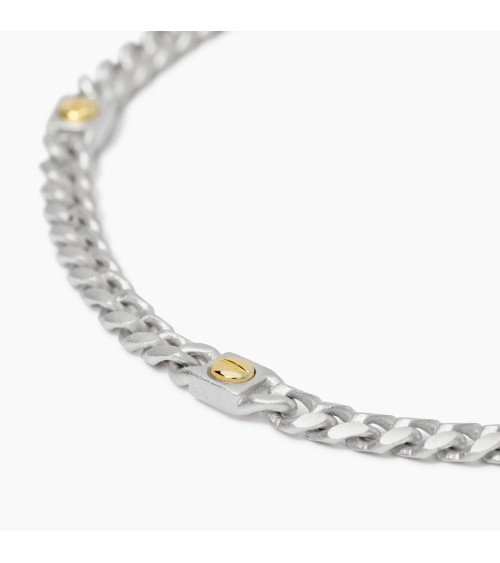 Pulsera de Plata para Hombre Cadena Barbada con Placa Mabina | Joyería Onix Lugo
