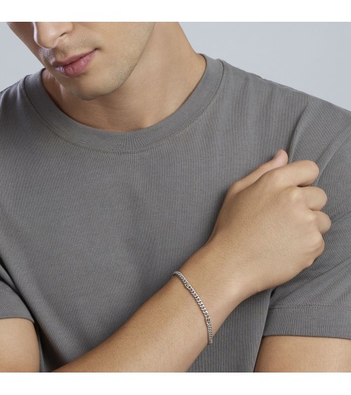 Pulsera de Plata para Hombre Cadena Barbada con Placa Mabina | Joyería Onix Lugo