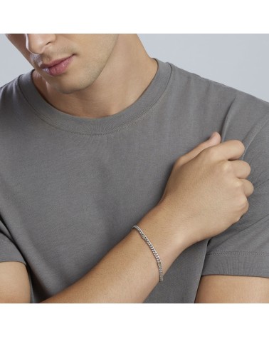 Pulsera de Plata para Hombre Cadena Barbada con Placa Mabina | Joyería Onix Lugo