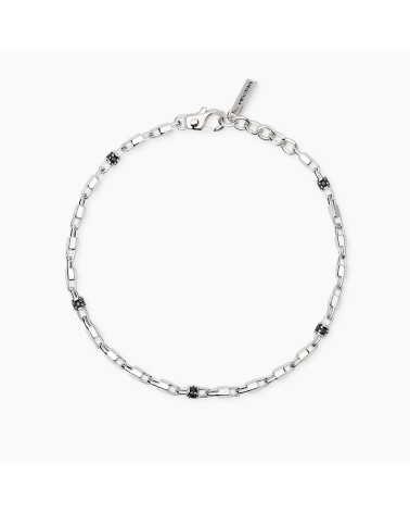 Pulsera de Plata para Hombre con Eslabones Hexagonales y Zirconitas Negras Mabina