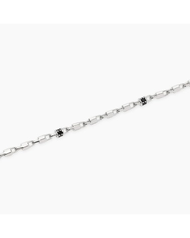 Pulsera de Plata para Hombre con Eslabones Hexagonales y Zirconitas Negras Mabina | Joyería Onix Lugo