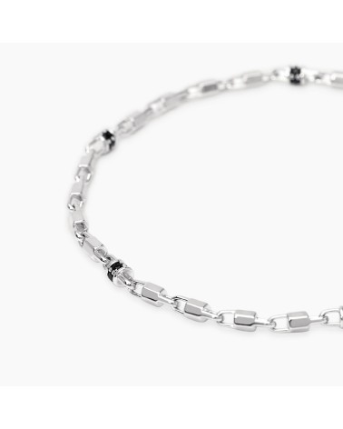 Pulsera de Plata para Hombre con Eslabones Hexagonales y Zirconitas Negras Mabina | Joyería Onix Lugo