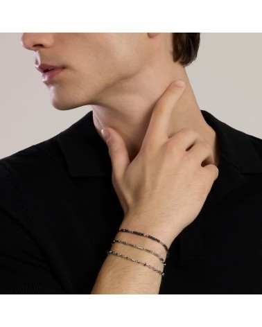 Pulsera de Plata para Hombre con Eslabones Hexagonales y Zirconitas Negras Mabina | Joyería Onix Lugo