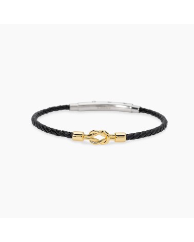 Pulsera de Cuero Negro y Nudo de Plata para Hombre Mabina | Joyería Onix Lugo