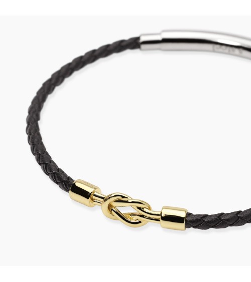 Pulsera de Cuero Negro y Nudo de Plata para Hombre Mabina | Joyería Onix Lugo